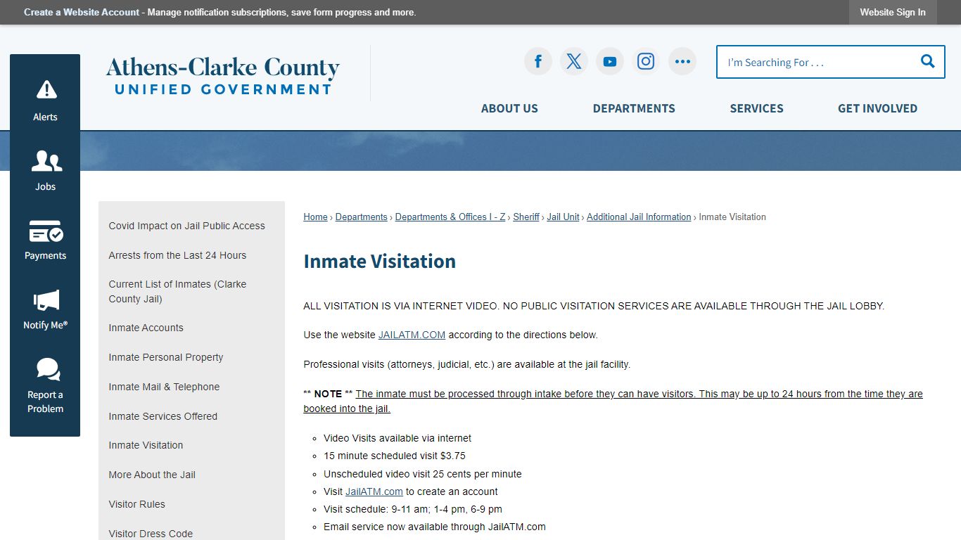 Inmate Visitation | Athens-Clarke County, GA - Official Website - ACCGov